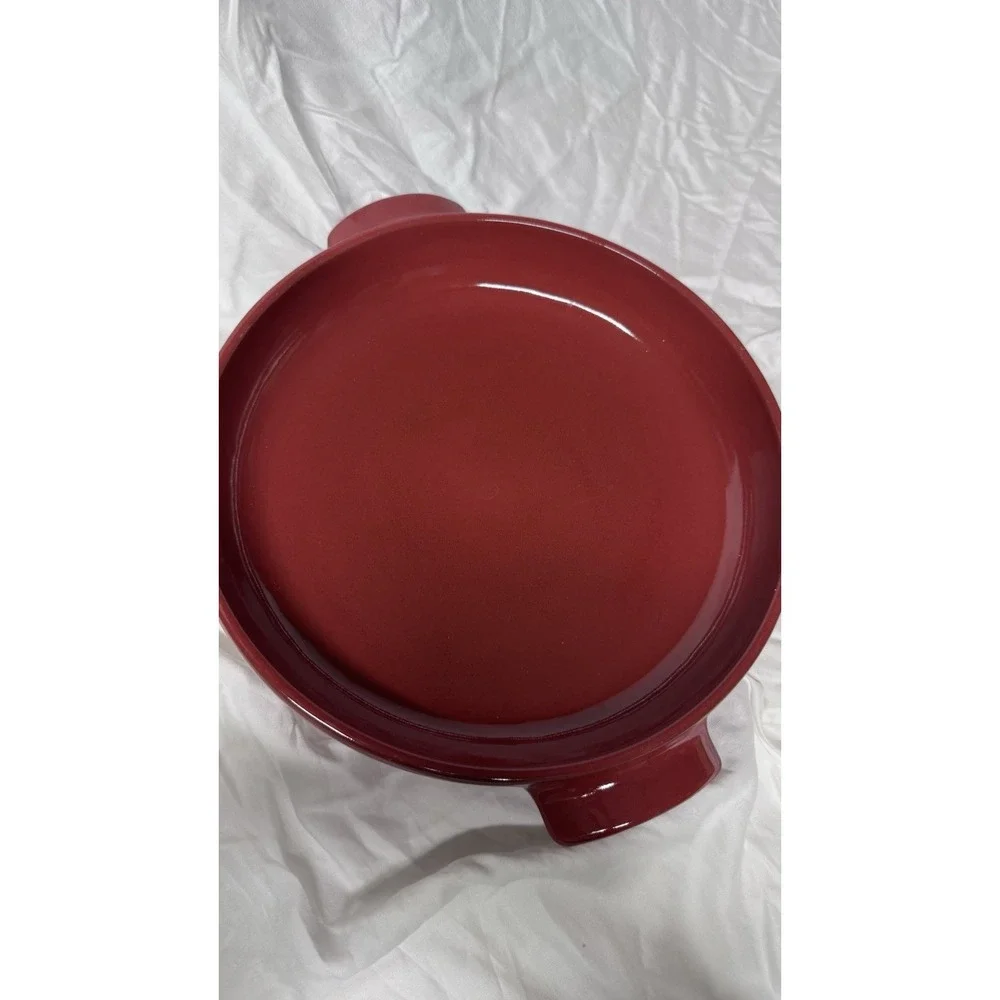 Emile Henry Flame Red Ceramic Tart Tarte Tatin 2 Piece Set Cook/Serve Bake Dish